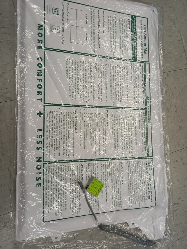 Wireless Bed Sensor Mat & Tx (With Transmitter Only, No RRU)